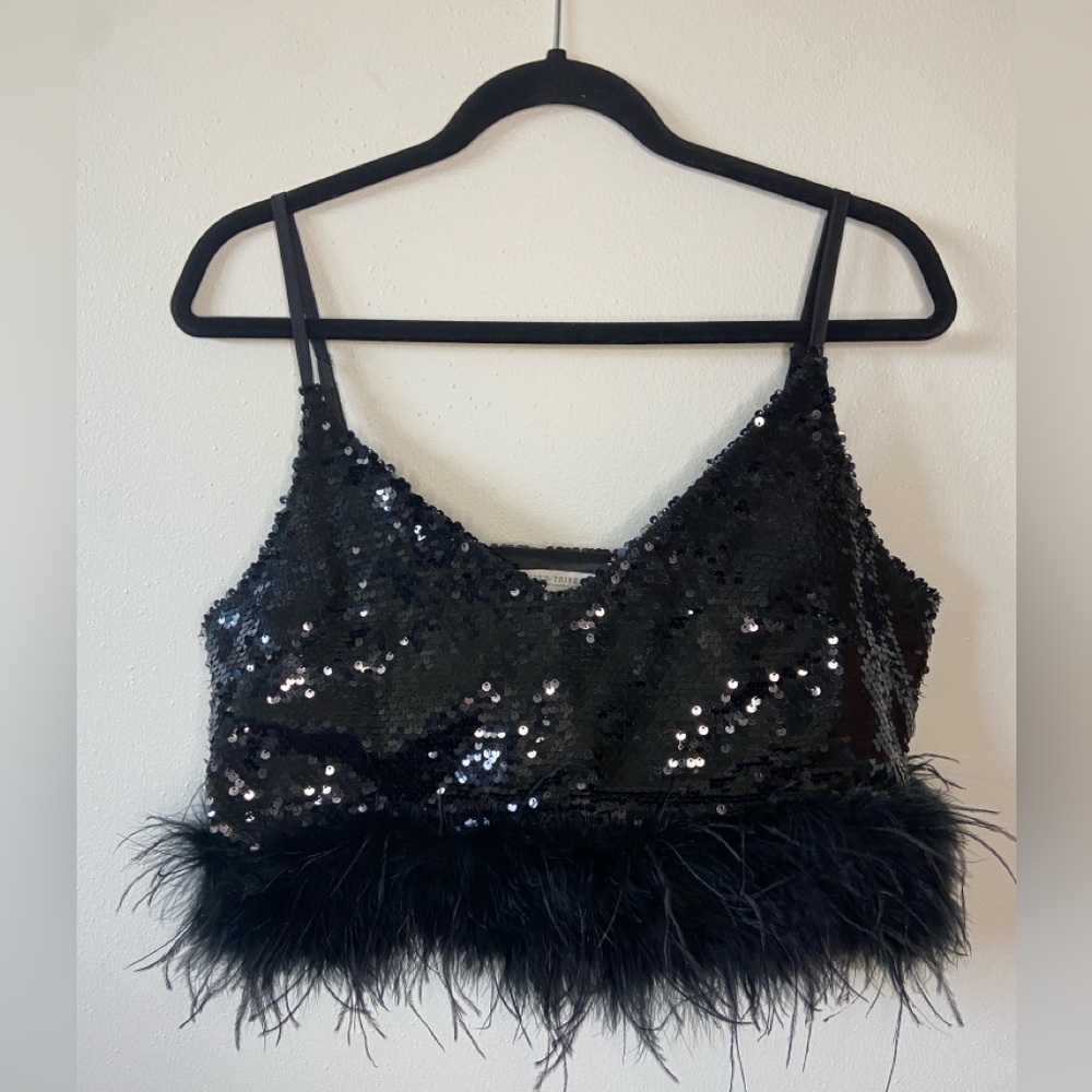 12th Tribe Black Sequin Top